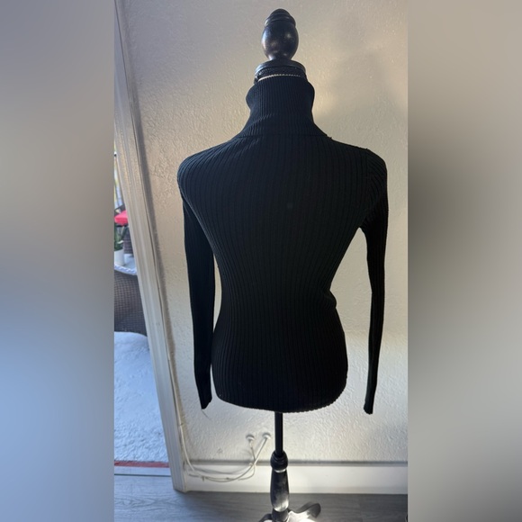 VOYELLES Black Ribbed Turtleneck Sweater - Soft Viscose Blend - Size S/M - Picture 6 of 9